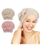 Unaone Microfiber Hair Towel Set - Fast Drying Hair Turbans for Long Hair | Soft & Absorbent - Khaki & Pink - Buy Online on GoSupps.com