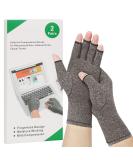 2-Pair Arthritis Compression Gloves for Rheumatoid Relief | Fingerless Breathable & Moisture-Regulating | Men & Women (Gray M) - Buy Online on GoSupps.com