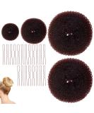 Hair Donut brown Hair Bun Donut Hair Bun Maker 4 Pcs Donut Bun Maker Hair Doughnut Brown for Hair with 20 Pcs U-Shaped Hair Pins for Girls Kids and Women - Buy Online on GoSupps.com