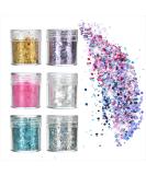 Dealkits Glitter Face Set | 6 Boxes Chunky Sequin Festival Body Glitter for Face Nails Lips & Hair | Masquerade Makeup & DIY Crafts | Colorful Glitter Powder - Buy Online on GoSupps.com