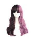 MapofBeauty 24 Long Curly Wig for Women - Dark Brown & Pink | International Shipping Available - Buy Online on GoSupps.com