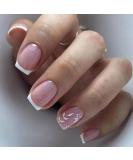 Buy Oval Short French Press-On Nails | Mrcuvaryas Soft Gel Nail Tips - Full Cover White Leaves Design for Stunning Manicures - Buy Online on GoSupps.com