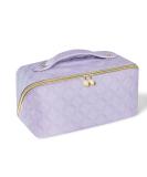 Aucuu Premium PU Cosmetic Travel Bag - Large Capacity Layered Organizer, Waterproof & Portable Zipper Case - Gift for Women - Light Purple - Buy Online on GoSupps.com