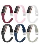 Fitbit Charge 4 Bands 6 Pack Silicone Sports Replacement Straps - Wine Red/Pink/White/Black/Navy Blue - Compatible with Fitbit Charge 3/4 SE - Men/Women (6 Pack A) - Buy Online on GoSupps.com