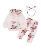 Puseky Newborn Baby Girl Floral Hoodie Sweatshirt and Pants Set - 3-6 Months - White+Floral - Buy Online on GoSupps.com