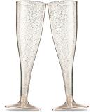 100 Gold Glitter Disposable Champagne Flutes for Parties, Events, Weddings - Plastic Mimosa Bar Glasses - Toasting Cocktail Cups - Buy Online on GoSupps.com