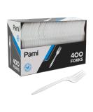 PAMI Medium-Weight Disposable Plastic Forks 400-Pack - Bulk White Plastic Silverware For Parties, Weddings, Catering Food Stands, Takeaway Orders & More- Sturdy Single-Use Partyware Forks - Buy Online on GoSupps.com