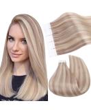 Ugeat Real Hair Tape Extensions - Ash Brown & Bleaching Blonde - 20 Pieces 45 cm 50g - #18/613 Highlights - Buy Online on GoSupps.com
