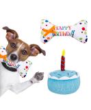 AKlamater Pet Dog Birthday Cake & Birthday Bone Squeaky Soft Plush Toy - Celebrate Your Dog's Happy Birthday (Blue) - Buy Online on GoSupps.com