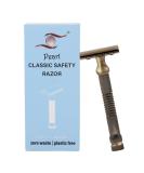 Pearl Double Edge Safety Razor - Eco-Friendly Men's Shaving Kit | Premium Close Comb Reusable Razor | Perfect Father's Day Gift (Antique Brass - Buy Online on GoSupps.com