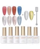 GAOY Jelly Gel Nail Polish Set - Red Pink Nude Blue Glitter Cat Eye Gel with Magnet - Sheer Magic - Buy Online on GoSupps.com