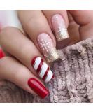 Christmas Snowflake Elk False Nails - Red Long Press On Tips (24pcs) for Women & Girls - Buy Online on GoSupps.com