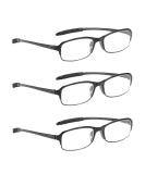 NRDIK Profex Lightweight (3-pack) flexible reading glasses-impact scratch-resistant bendable non-slip unisex (men + women) cheap +1.0 1.5 2.0 2.5 3.0 3.5 4.0 - (oval mixed color) black 1.5 diopters - Buy Online on GoSupps.com