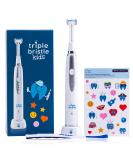 Triple Bristle Kids Sonic Toothbrush - 3 Sided Rechargeable Toothbrush | Dentist Approved | Fun Stickers & Rewards | Best for Kids' Dental Care - Buy Online on GoSupps.com