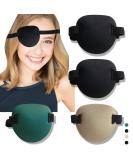 RIKEYO 4 pcs 3D Adjustable Eye Patches for Adults and Kids - Right or Left Eye, Medical Grade, Soft Lazy Eye Path - Pirate Costume - Black/Green/Skin Color - Buy Online on GoSupps.com