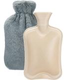 Hot Water Bottle with Cover 2L Large Capacity Premium Natural Rubber Hot Water Bag Soft Fleece Cover - Helps Provide Warmth and Pain Relief Great Gift Ideal for Parents Children 1Pcs Grey 1 - Buy Online on GoSupps.com