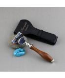 Premium Wooden Men's Razor with 5 Blades & Leather Bag - Ideal for Wet Shaving & Perfect Gift for Men - Buy Online on GoSupps.com