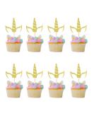 Arthsdite 24Pcs Unicorn Horn Cupcake Toppers Gold Glitter Unicorn Cupcake Picks for Unicorn Theme Baby Shower Birthday Wedding Engagement Party Cake Decorations Supplies - Gold Glitter - Buy Online on GoSupps.com