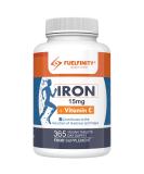 Gentle Iron Tablets 15mg + VIT C | 365 Day Supply | Reduce Tiredness & Fatigue | High Absorption Iron Supplements | Vegan | FuelFinity Quality - Buy Online on GoSupps.com