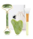 Jade Roller Set & Gua Sha Stone Massage - Natural Anti-Aging Face Tools & Mask Brushes for Radiant Skin - Buy Online on GoSupps.com