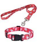 Mihqy Adjustable Dog Collar & Leash Set | Soft Nylon for Small to Large Dogs & Cats | Red Flower Design | Size S (Neck 25-40 cm) - Buy Online on GoSupps.com