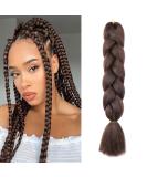 Buy Gairyan Brown Jumbo Braids Extensions | 24-Inch Kanekalon Synthetic Box Braids | 1 Piece Medium Brown Hair for Braiding - Buy Online on GoSupps.com