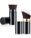 2 Piece Retractable Kabuki Brush Set for Makeup Application | Portable Angled Brushes with Cover for Foundation, Blush, Bronzer | Ideal for Travel | Suitable for Powder, Cream, and Liquid Cosmetics - Buy Online on GoSupps.com