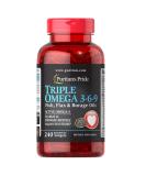 Triple Omega 3-6-9 Fish, Flax & Borage Oils - Heart & Joint Health Support | 240 ct by Puritan's Pride - Buy Online on GoSupps.com