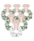 Loanzeg Satin Bridesmaid Scrunchies Set - 6 Pack Bachelorette Hair Ties for Wedding Party Favors - Bridal Shower Gift in White and Sage Green - Buy Online on GoSupps.com