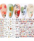 Graffiti Fun Nail Art Stickers, Abstract Nail Decals 3D Self-Adhesive Abstract Lady Face Rose Leaf Nail Design Manicure Tips Nail Decoration for Women Girls Kids(6Sheets) - Buy Online on GoSupps.com