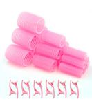 Hair Rollers with Clips 18 Pcs Self Grip Velcro Hair Rollers with 12 Pcs Duckbill Clips Hair Curlers Rollers for Long Medium Short Hair pink - Buy Online on GoSupps.com