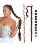 Fine Braid Extensions - 75 cm Reddish Brown Ponytail with Hair Tie | Synthetic Hair Extensions for Women - Buy Online on GoSupps.com
