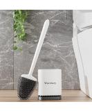 Waretary Toilet Cleaning Brush and Holder Set - Silicone Bristles, Quick-Drying Wall-Mounted Base - White Snow White - Buy Online on GoSupps.com