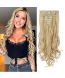 Feshfen Clip In Extensions Set - 7 Part 16 Clips Wavy Hair Extensions for Women - Light Blonde & Bleach Blonde - 50cm (18H613#) Synthetic Hair - Buy Online on GoSupps.com