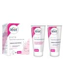 Veet pure hair removal cream set face - for upper lip cheeks and eyebrows normal skin - 50 ml depilatory cream 50 ml care cream & spatula - Buy Online on GoSupps.com