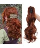Curly Wavy Claw On Ponytail Extension 18 Inch Light Auburn - Clip In Synthetic Hairpiece 45cm Matte Material - Buy Online on GoSupps.com