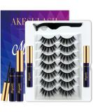 Buy 7 Pairs Magnetic Eyelashes Kit - 3D Medium Round Lashes & Eyeliner - Natural Long-Lasting Reusable - Easy Application (9 Pieces - Buy Online on GoSupps.com