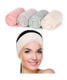 Whaline 4 Pack Spa Facial Headband Super Absorption Makeup Hair Wrap Adjustable Coral Fleece Hair Band Soft Towel Head Band for Face Washing Shower Sports Yoga (Pea Green Pink Beige Light Gray) - Buy Online on GoSupps.com