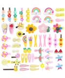 Colorful 56-Piece Hair Clips Set for Girls - Rainbow Sweets & Flower Designs | Perfect Hair Jewelry for Toddlers & Teens - Buy Online on GoSupps.com