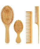 EKONAER 4 PCS Bamboo Hair Brush Set with Wide-tooth Comb for Women, Men, Kids, and Babies - Detangling Hairbrush for Thick, Thin, Curly, Straight, Dry Hair - Buy Online on GoSupps.com