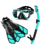 Zenoplige Mask Fins Snorkel Set Adults Men Women Swim Goggles 180 Panoramic View Anti-Fog Anti-Leak Dry Top Snorkel and Dive Flippers Kit with Gear Bag for Snorkeling Swimming Scuba Diving Training Green Black SM - Buy Online on GoSupps.com