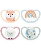 Nuk Space Day & Night Baby Casing |0-6 months |In the dark shining pacifiers with additional openings for sensitive skin |BPA-free silicone |Fuchs & sheep |4 pieces of 0-6m pink - Buy Online on GoSupps.com