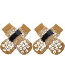 Expawlorer Non-Slip Dog Socks - Soft Breathable Paw Protection with Adjustable Straps for All Dogs - Khaki XS (4 Pack) - Buy Online on GoSupps.com