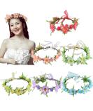 Adjustable Floral Headbands - 6Pcs Elastic Ribbon Flowers Crown Garland for Women, Girls, Teens - Perfect for Party, Wedding, Beach, Festival - Multicoloured - Buy Online on GoSupps.com