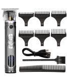 Zero Gapped Beard Trimmer & Hair Clipper for Men - Cordless Precision Edges Sharp Blades LCD Display USB Rechargeable Model 215 Skull Silver - International Shipping Available - Buy Online on GoSupps.com
