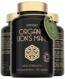 Certified Organic Lions Mane Supplement - 1800mg High Strength Capsules - 30 Capsules - 100% Lion's Mane Mushroom Extract - Made in UK - Buy Online on GoSupps.com