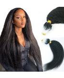 Kinky Straight Microlink Hair Extensions - 10inch Remy Human Hair, 60g Per Pack, Natural Color - Microbead Hair Extensions - Buy Online on GoSupps.com