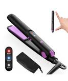 Mini Ceramic Flat Iron 0.7 Inch - Portable Hair Straightener for Short Hair Curls & Bangs | Adjustable Temperature Dual Voltage Travel Pouch - Purple - Buy Online on GoSupps.com