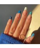 Justotry 24-Piece Rainbow Coffin Press-On Nails | Trendy Ballerina Artificial Nails for Women | Multi-Color French Tips - Buy Online on GoSupps.com