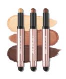 FOCALLURE 3 Pcs Eyeshadow Sticks Set | Shimmer & Matte Eye Shadow Crayons with Blending Sponge Brush | Long Lasting Waterproof Formula | Brightener Stick Makeup - Buy Online on GoSupps.com